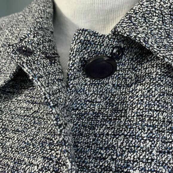 Vintage 70s Herbert Grossman Tweed Jacket Blazer Blue Gray City Chic Retro Sz 12 - Picture 4 of 13